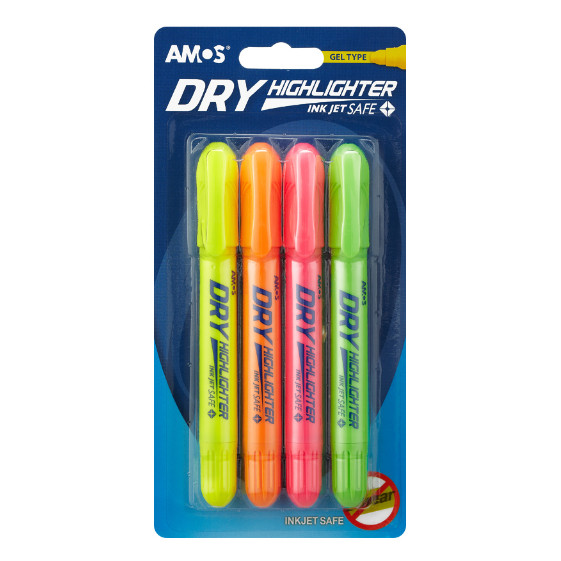 Vỉ Bút Nhớ Dòng AMOS Dry Highlighter