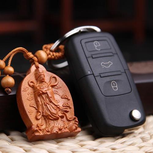 Móc Khóa Gỗ Thủ Công Khắc Hình Phật Bà Quan Âm