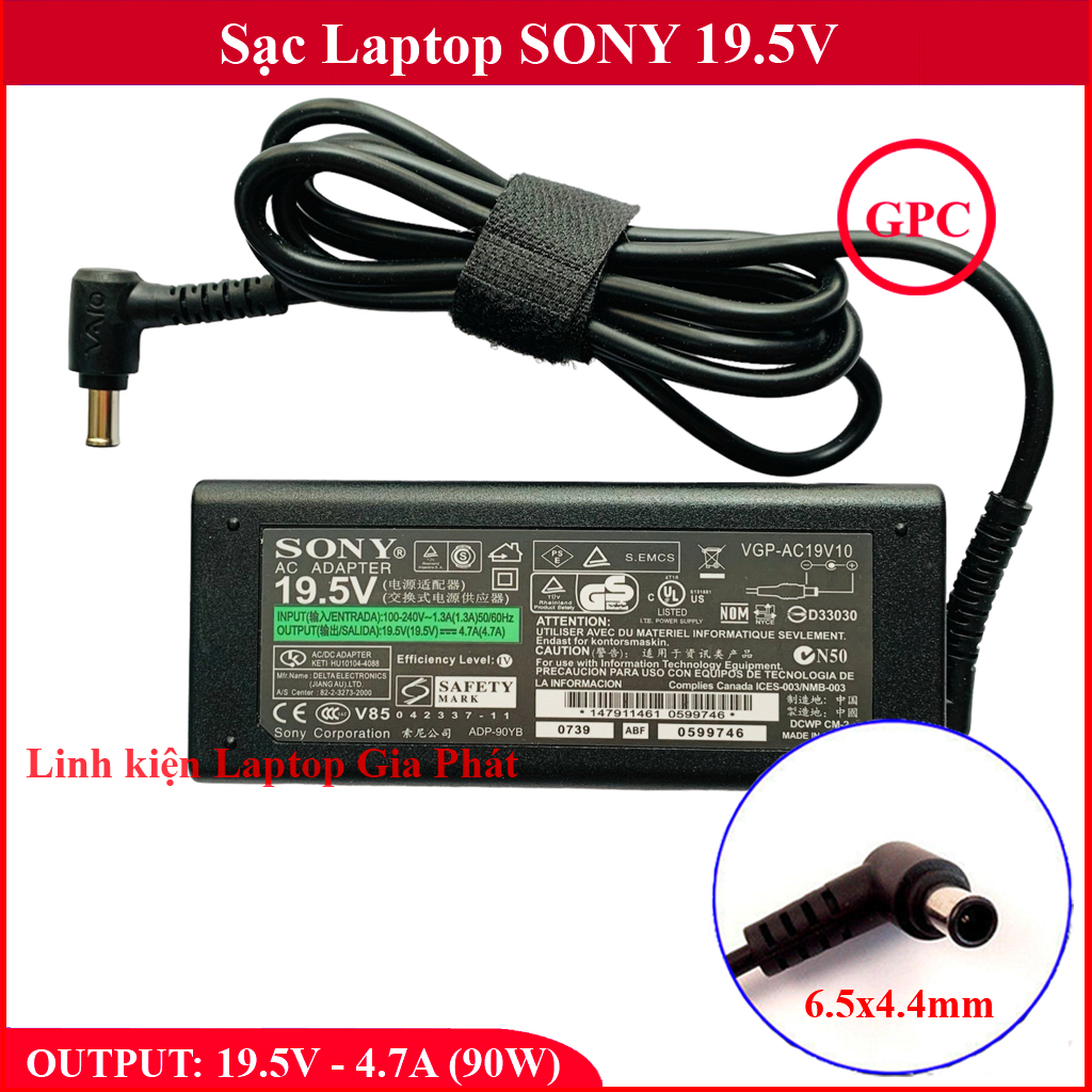 SẠC LAPTOP SONY VAIO 19.5V - 4.7A - 90W (Tặng kèm dây nguồn)