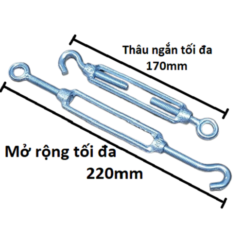 Bộ 2 Tăng Đơ Cáp Thép 2 Đầu, Lắp Ty Ren M8