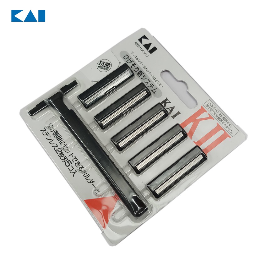 Set dao cạo râu 2 lưỡi kép KAI (1 thân, 5 lưỡi)
