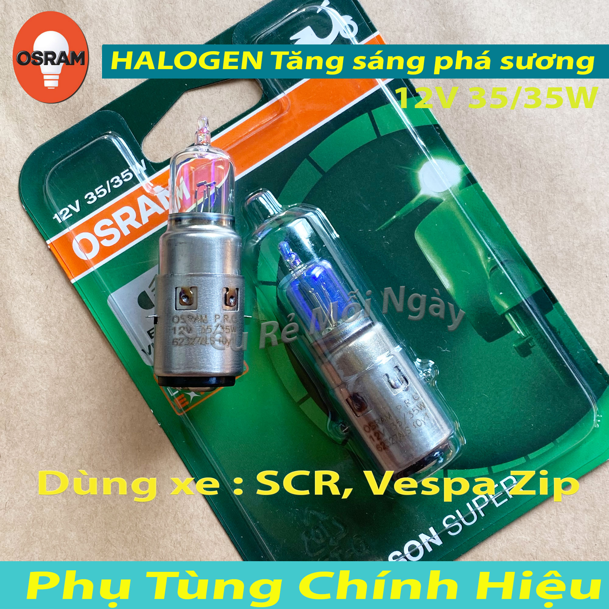 Bóng đèn osram tăng sáng phá sương halogen scr vespa zip – 100% hàng chính hãng