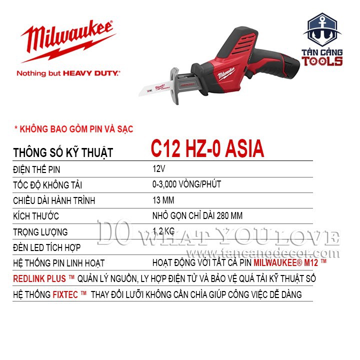 Máy Cưa Dùng Pin Milwaukee C12 HZ-0 ASIA ( Thân Máy )