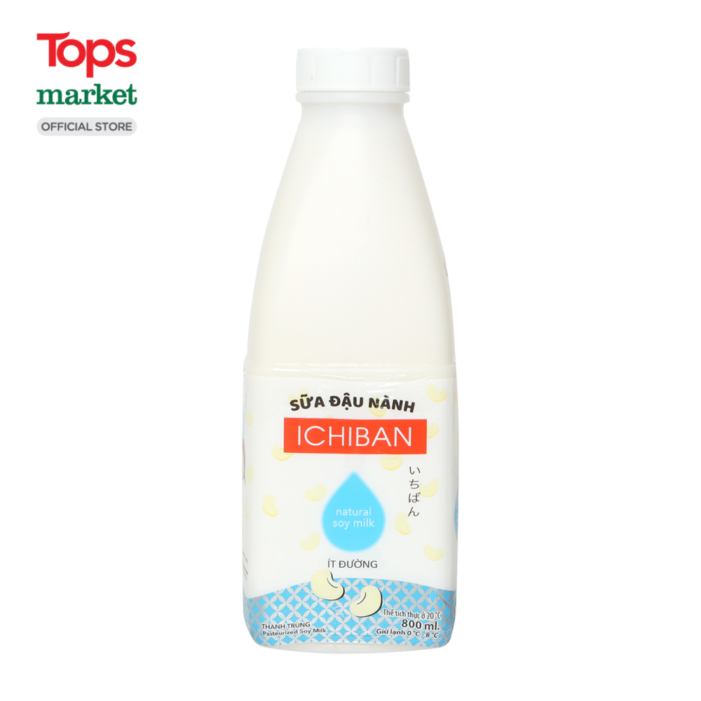 Sữa Đậu Nành Ichiban Nguyên Chất Ít Đường Chai 800ML - Siêu Thị Tops Market