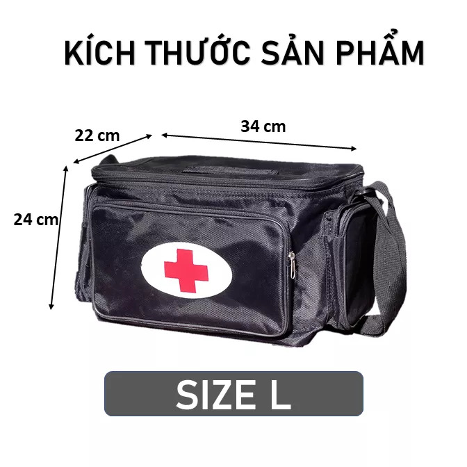 Túi y tế cứu thương Đen nhiều kích thước