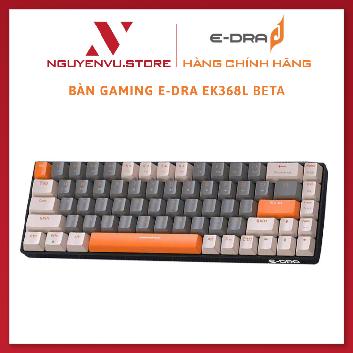 Bàn phím cơ không dây Gaming E-Dra EK368L Dual Mode Layout 68 phím - Hàng chính hãng