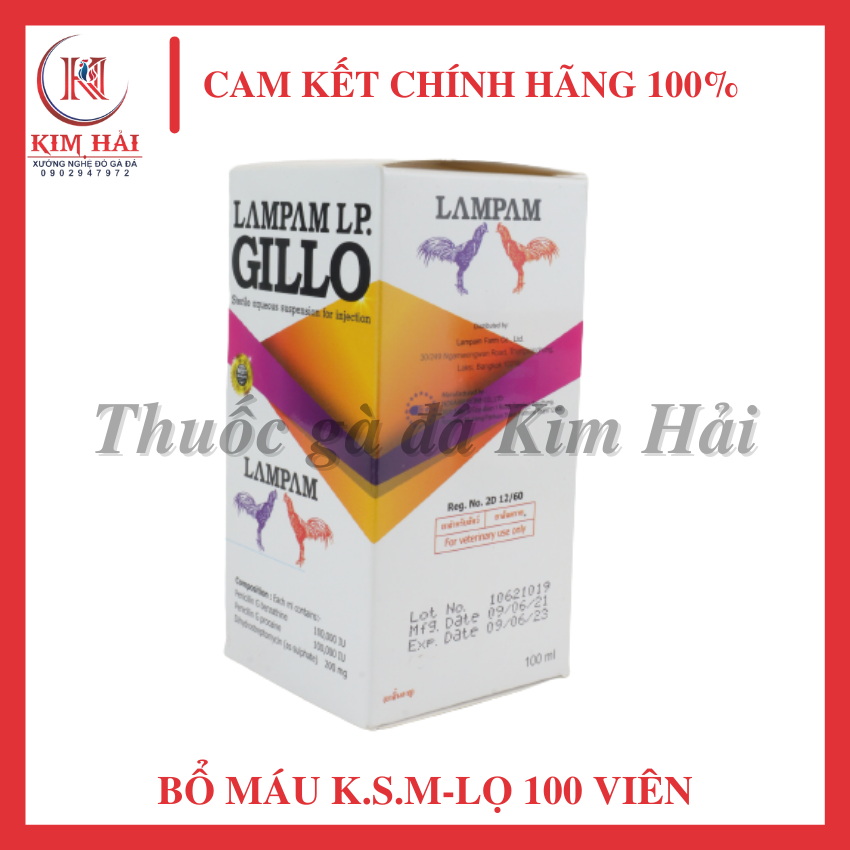 Gillo LamPam-lọ 100ml dạng chích-tr.ị bách bệnh cho gà đá.(tặng kèm kim tiêm)