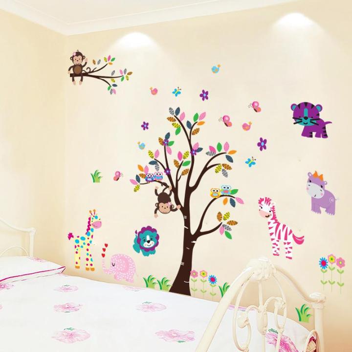 (Size lớn)Decal dán tường VUI CÙNG KHỈ CON HPMDF5099 Sticker Tranh Dán Tường -- Decal dán tường cho bé - Decal dán tường động vật