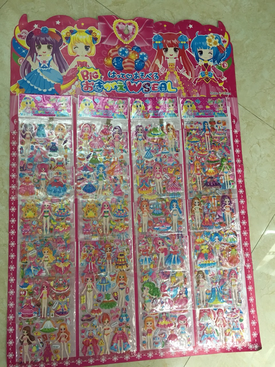 {Sale} Bộ 5 sticker hình dán búp bê nổi