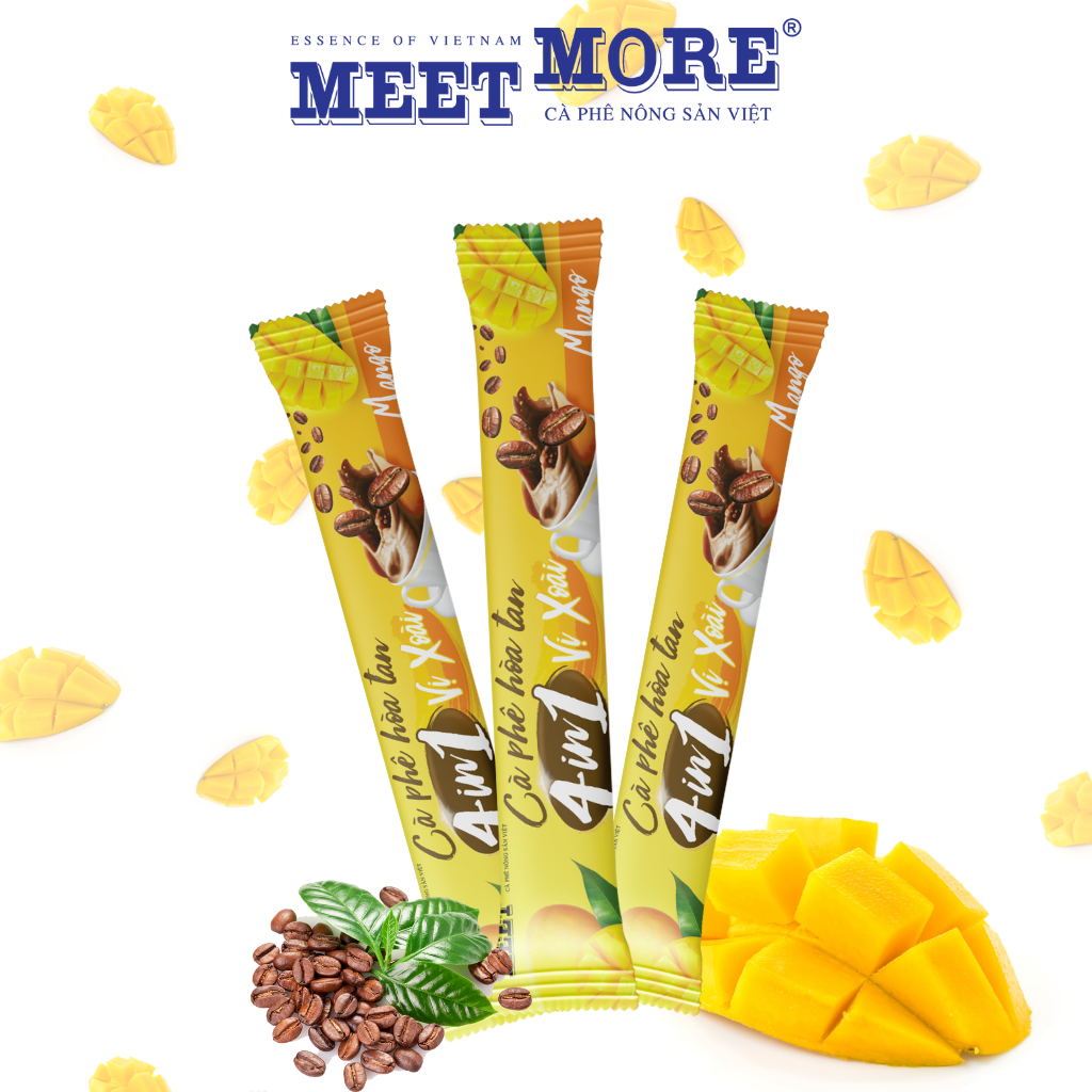Combo 2 Hộp Cà Phê Hòa Tan Vị Xoài Và Bạc Hà Meet More (15Gói/18Gram/Hộp) - Cà phê nông sản Việt