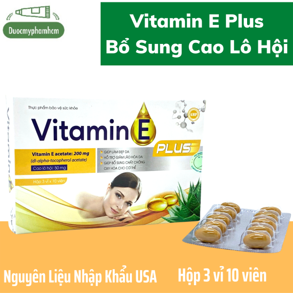 [HCM]Vitamin E Plus, Làm Đẹp Da, Ngừa Thâm Nám, Giảm Lão Hóa Da, Bổ Sung Chất Chống Oxy Hóa, Hộp 30 Viên nhập khẩu