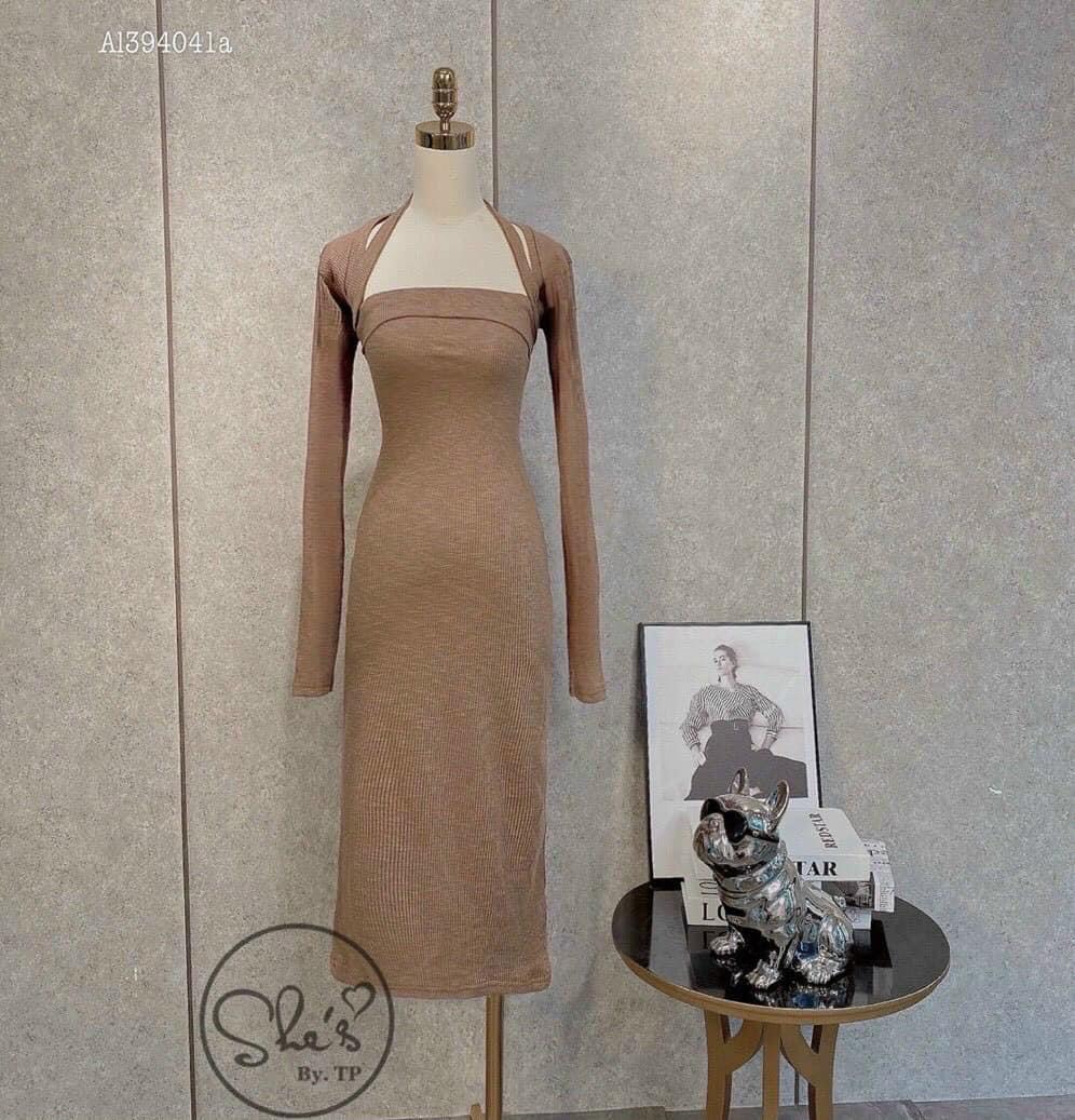 Đầm Body Cổ Vuông Dây Cổ Tay Dài Chất Thun Gân Thích Hợp Mặc Đi Tiệc Đi Làm Đi Chơi Phù Hợp Với Mọi Phong Cách