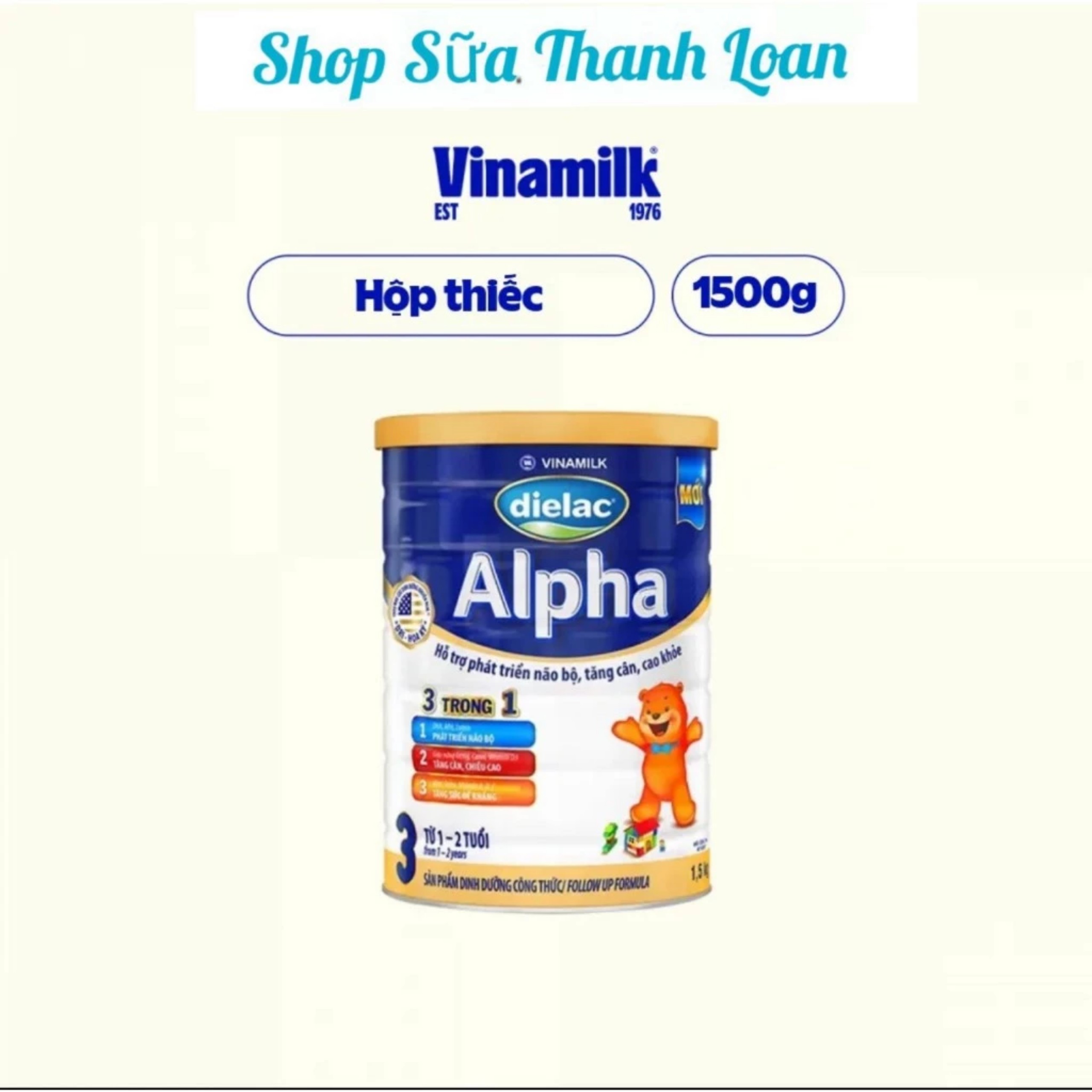 Combo of 2 Boxes of Dielac Alpha 3 Powder Milk 1500g (for Children from 1 - 2 Years Old).