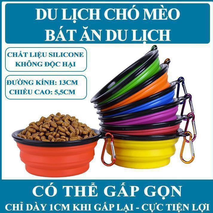 Bát Cho Thú Cưng Gấp Gọn Bát Đựng Nước Thức Ăn Cho Chó Bằng Silicon Bát Cho Thú Cưng Gấp Gọn Di Động Cắm Trại Ngoài Trời Bát Đĩa Có Móc Treo