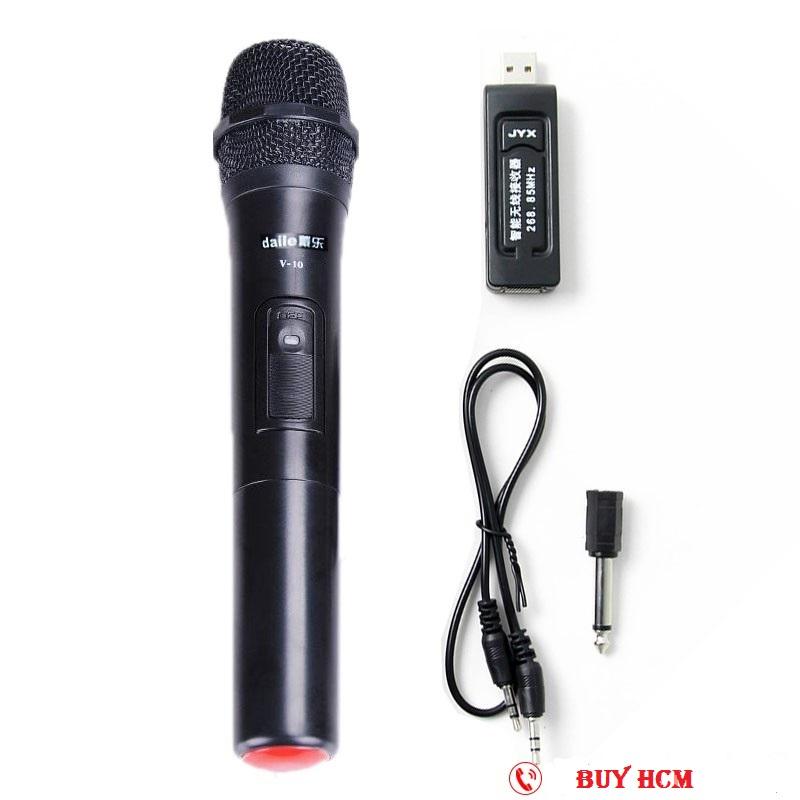 Mic hát karaoke xịn,giá rẻ - Micro Karaoke không dây cho loa kéo Daile V10 (đen) - Hỗ trợ các thiết bị có jack cắm 3.5mm và 6.5mm