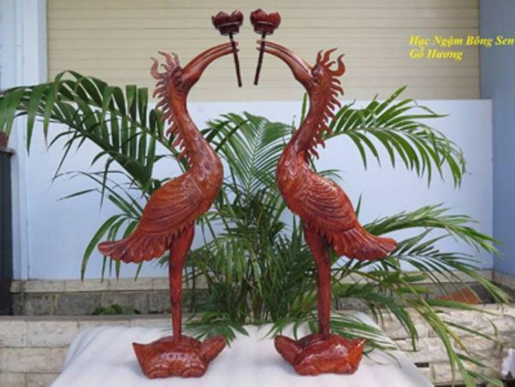 Cặp hạc gỗ hương cao cấp cao 50cm - 60cm