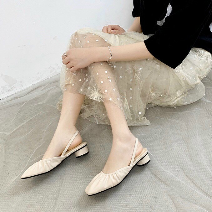[HCM]Giày búp bê nữ khuyết gót quai chun đế 3cm
