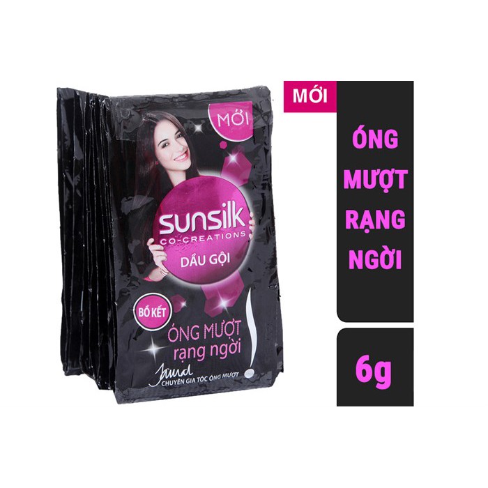 Combo 4 dây dầu gội đầu SUNSILK ĐEN 10 dây/gói ngăn ngừa rụng tóc với tinh chất bồ kết