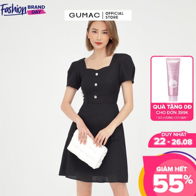 Nơi bán Đầm nữ đính nơ túi đắp DB5122 GUMAC mẫu mới, thanh lịch trẻ trung, chất liệu bố hột cao cấp, giữ form tôn dáng( có hình mẫu thực tế)