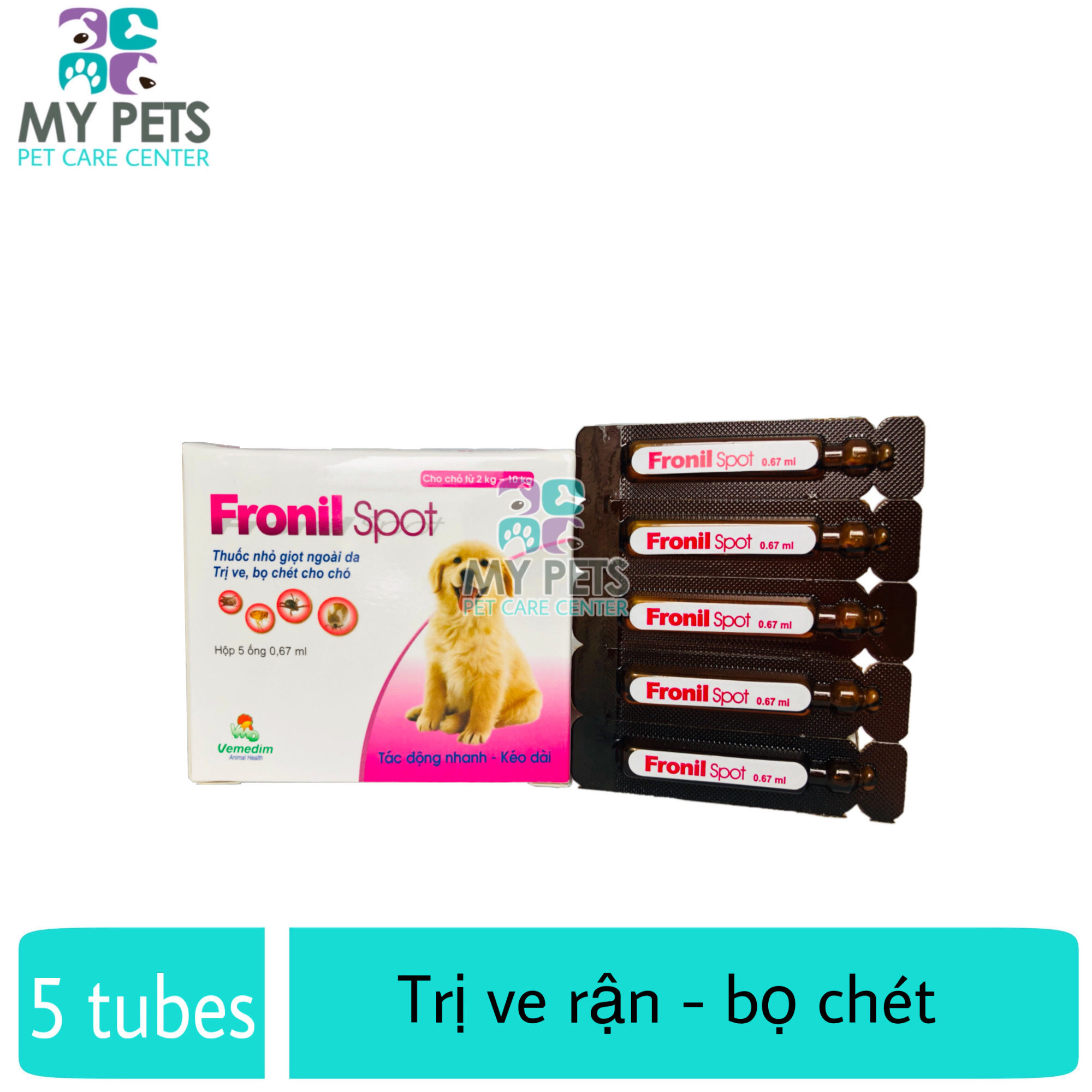 Thuốc nhỏ sống lưng trị ve bọ chét chó mèo - Fronil spot Hiệu quả kéo dài đến 4 tuần