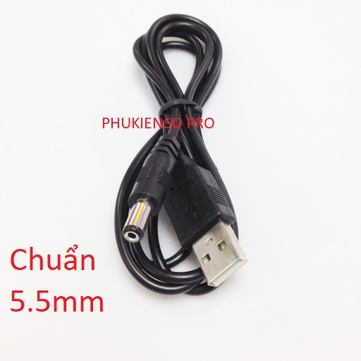 Dây nguồn USB ra đầu tròn chuẩn 3.5mm và 5.5mm