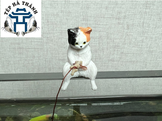 [Hoàn Tiền 10%] Mô Hình Mèo Câu Cá Trang Trí Bể Cá Cảnh, Bể Thủy Sinh