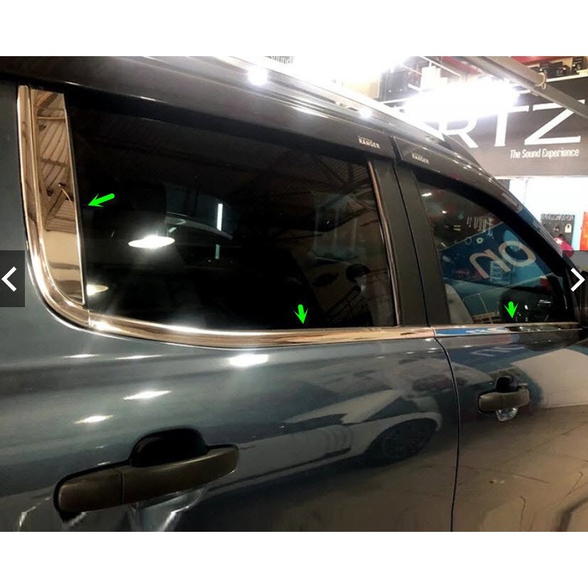 Nẹp viền chân kính và cột C xe Ford Ranger 2014-2021 inox cao cấp