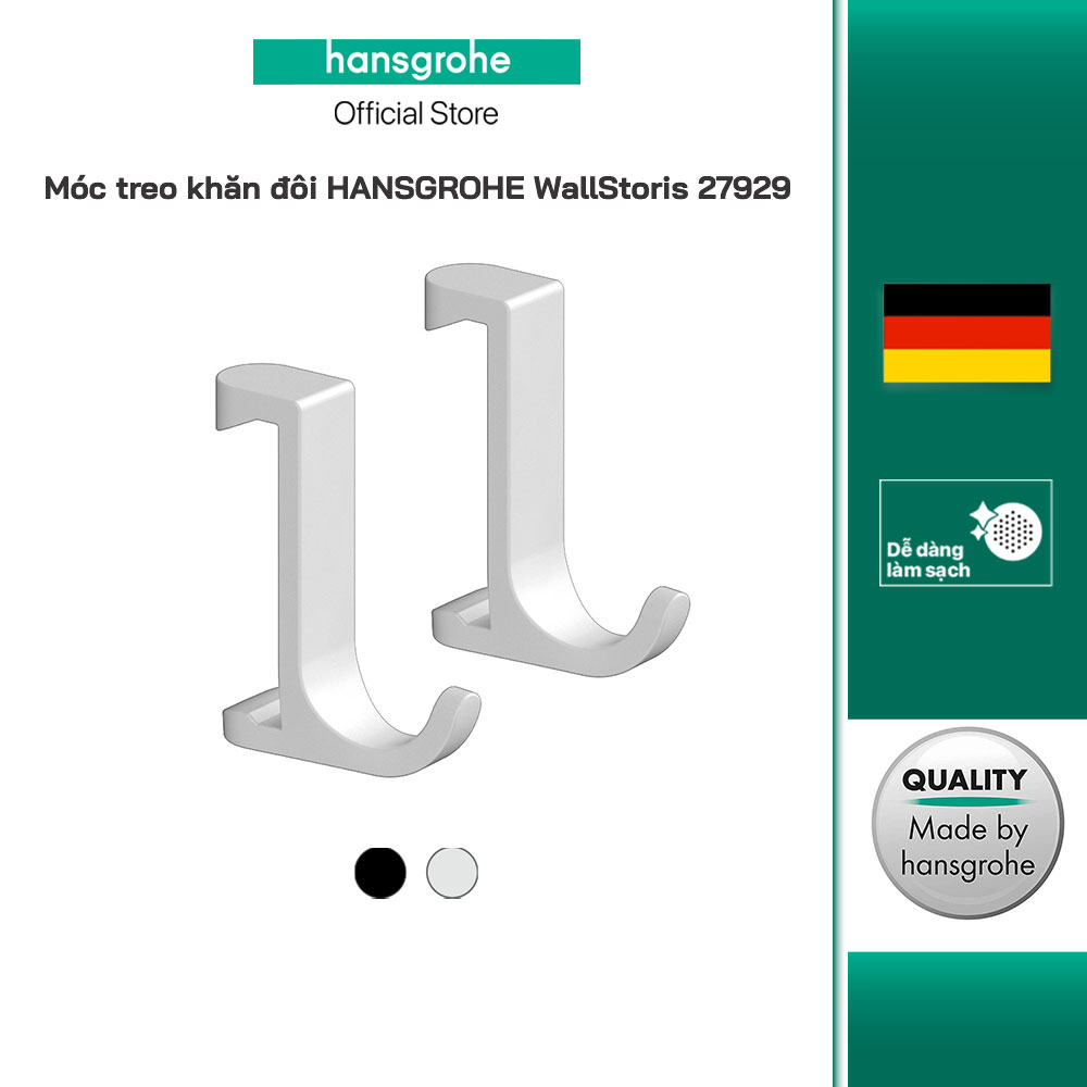 Móc treo khăn đôi HANSGROHE WallStoris 27929