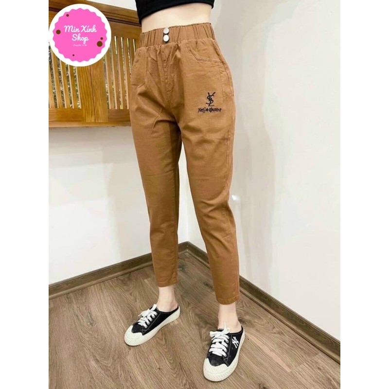 Quần Baggy Đũi Nữ 2 Khuy Thêu Chữ Mã Qd02