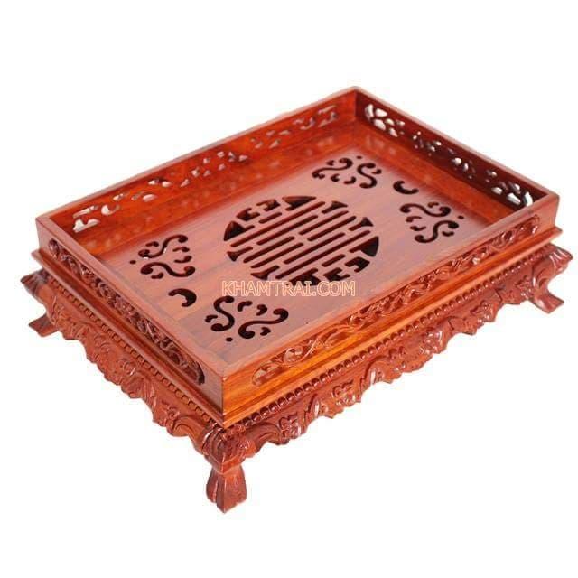 Khay trà gỗ hương cao cấp ngang 35cm