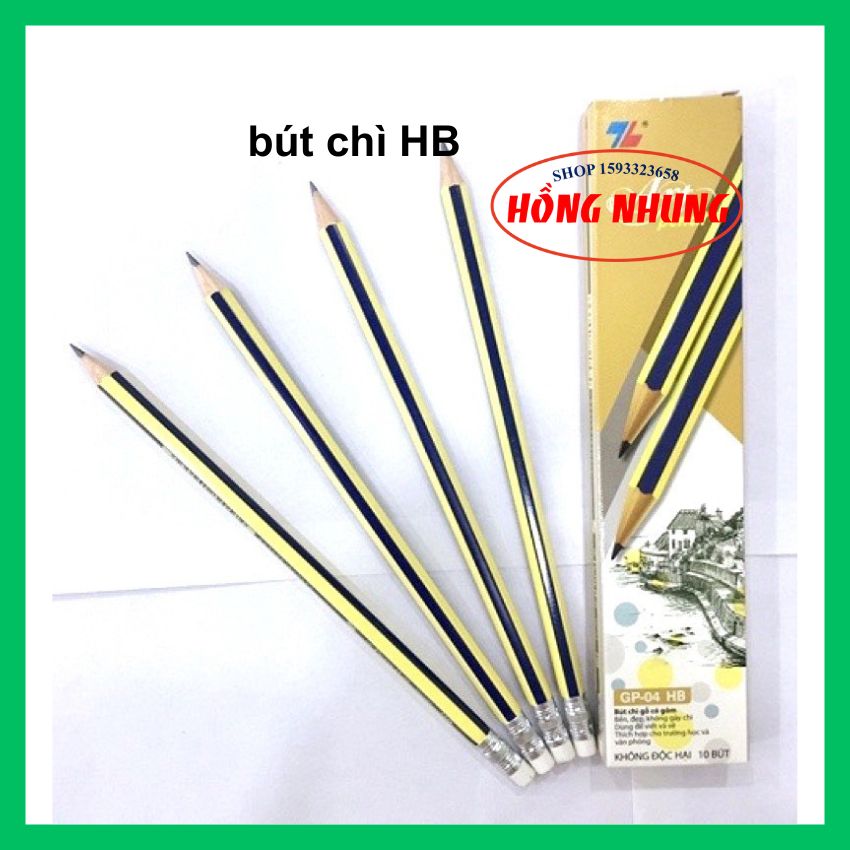 [ mới combo 10 cây bút chì 2b, hb thiên long, nét đậm đẹp.
