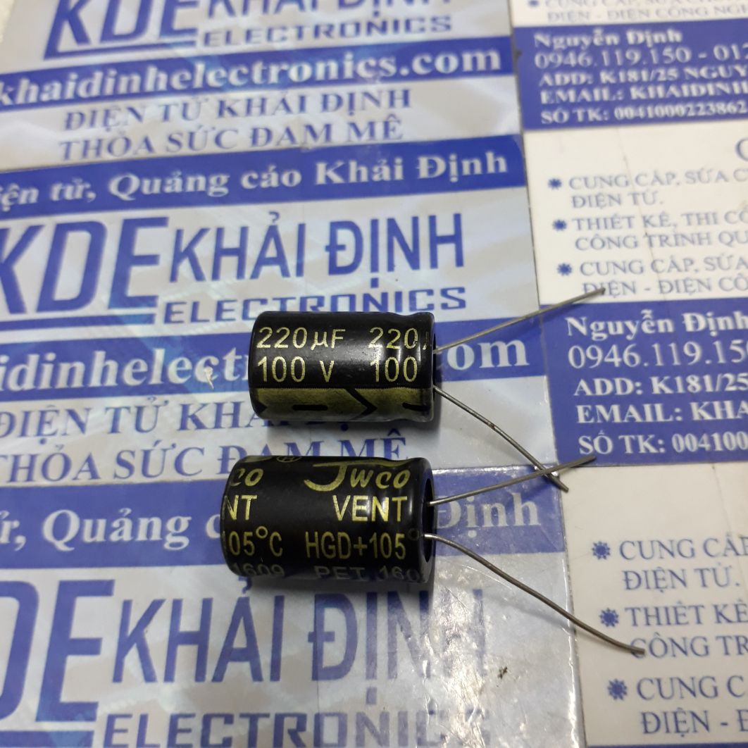 10 TỤ HÓA TỤ PHÂN CỰC 220UF 100V 13x21mm kde2911