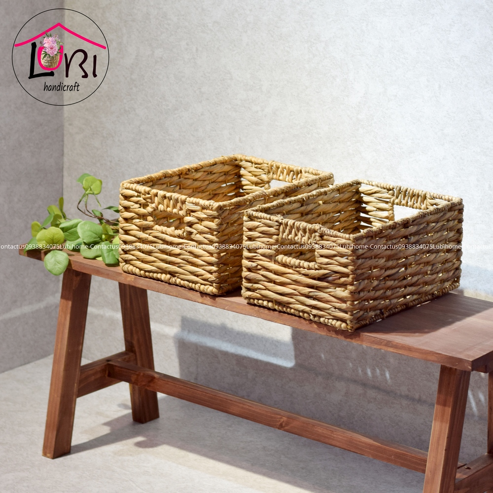 [Lubi Home] - Sọt đựng đồ đan lục bình hình chữ nhật đan vặn