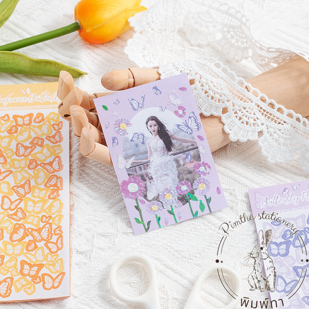 Sticker dán trang trí toploader, bulletjournal hình bướm