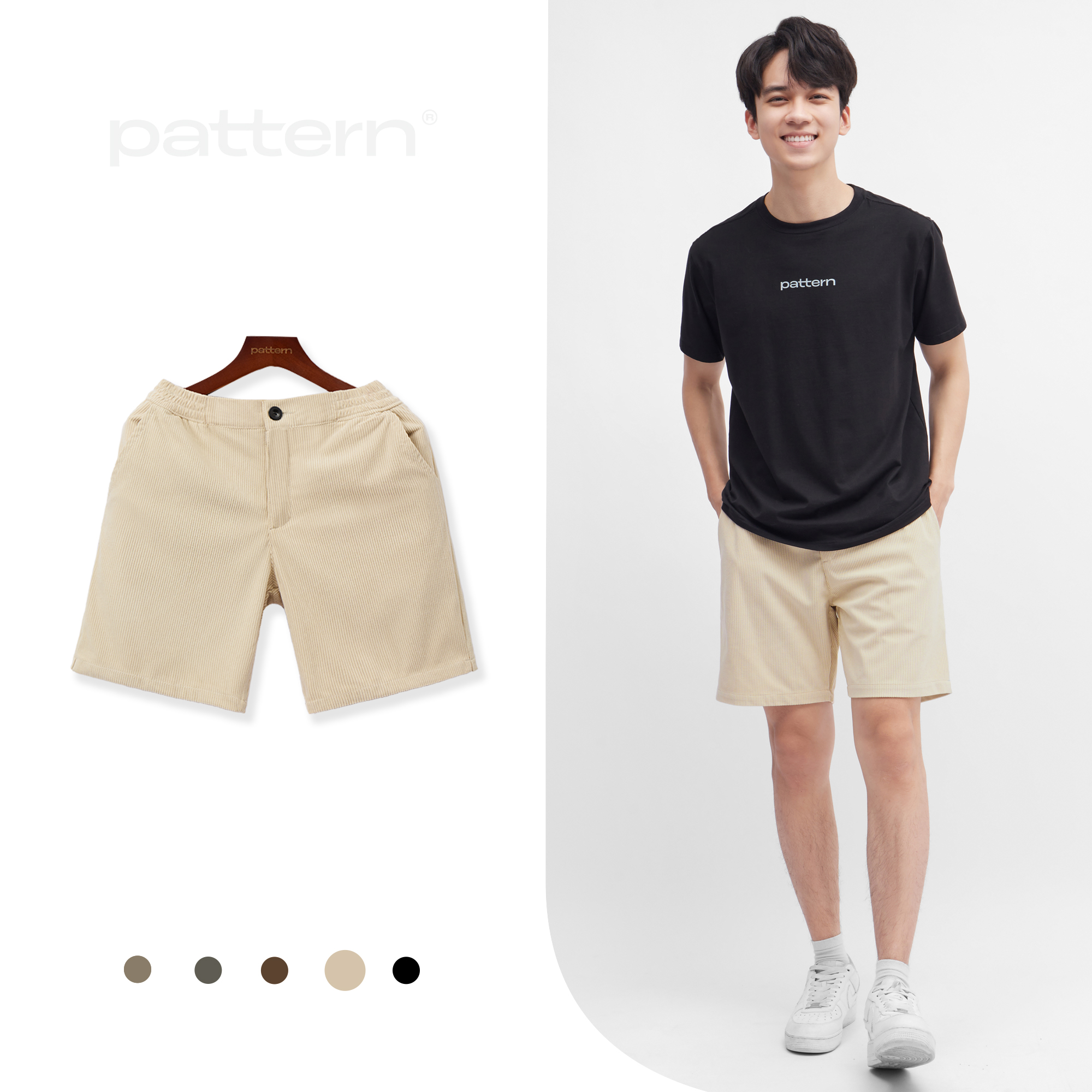 Quần short nhung tăm khóa kéo PATTERN ver2 PQ018
