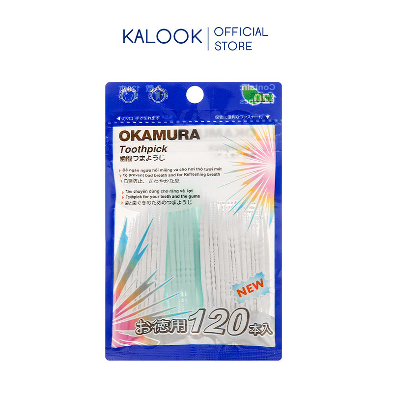 BÁO GIÁ TĂM NHỰA OKAMURA 120 CÂY | Shopee Lazada Sendo Tiki mới nhất 42 Tăm nhựa nha khoa Okamura túi 120 cây - KALOOK