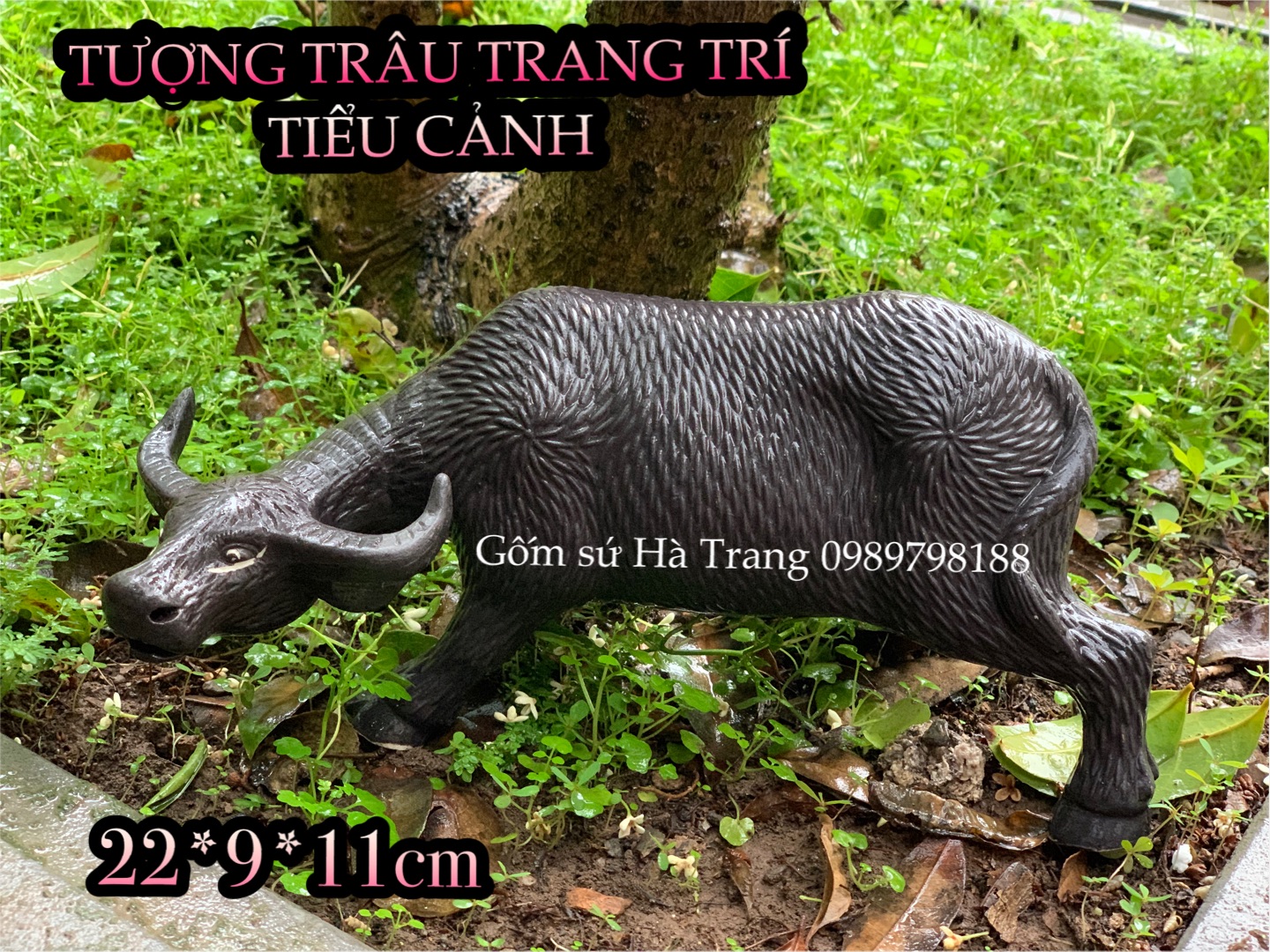 Tượng trâu gốm sứ Bát Tràng trang trí tiểu cảnh