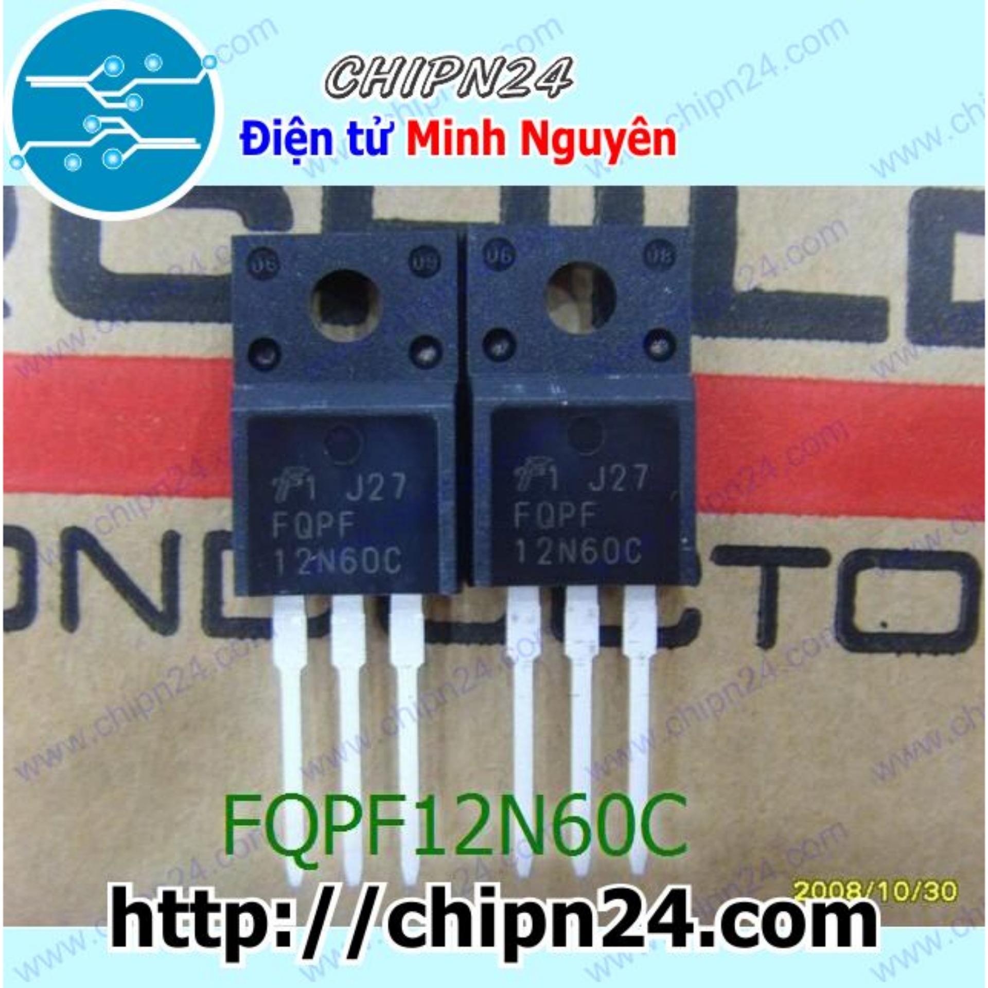 [2 con] (KT1) Mosfet 12N60 TO-220F 12A 600V Kênh N (FQPF 12N60C FQPF12N60C)