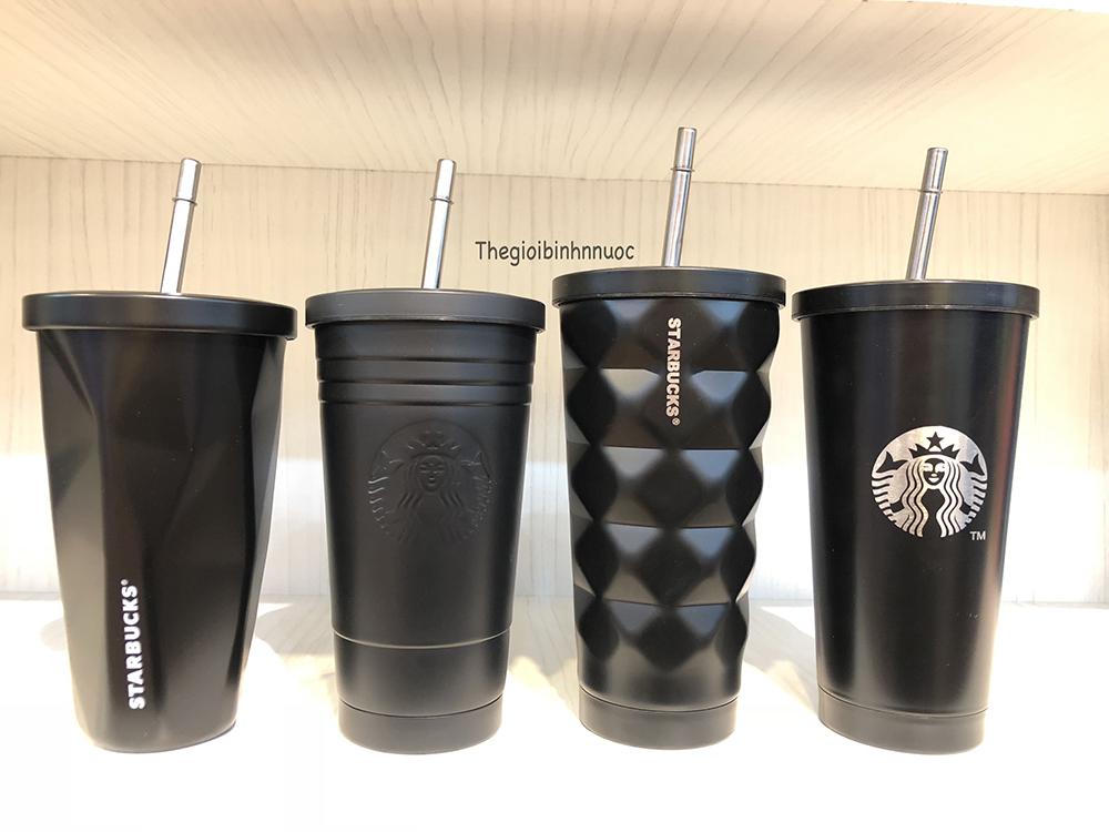 [HCM]Ly Cold Cup Starbucks Tumbler Đen B227