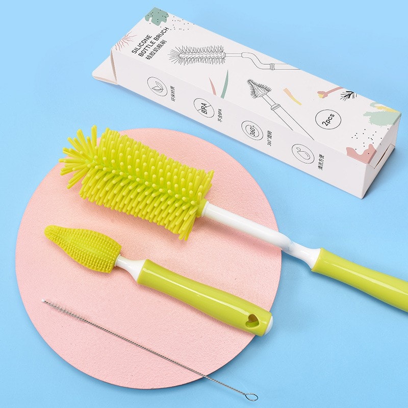 Bộ cọ rửa bình sữa silicon cao cấp 3 chi tiết