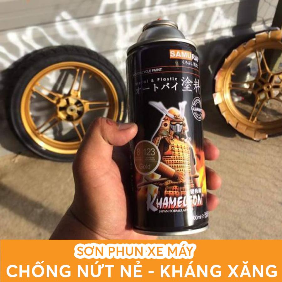 Chai sơn xịt Samurai 123 màu vàng ánh kim