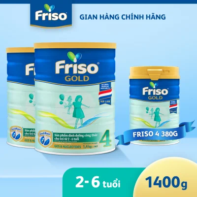 [Mẫu mới] Bộ 2 lon sữa Bột Friso Gold 4 lon thiếc 1.4KG - cho trẻ từ 2-6 tuổi + Tặng 1 lon sữa bột Friso Gold 4 lon thiếc 380g