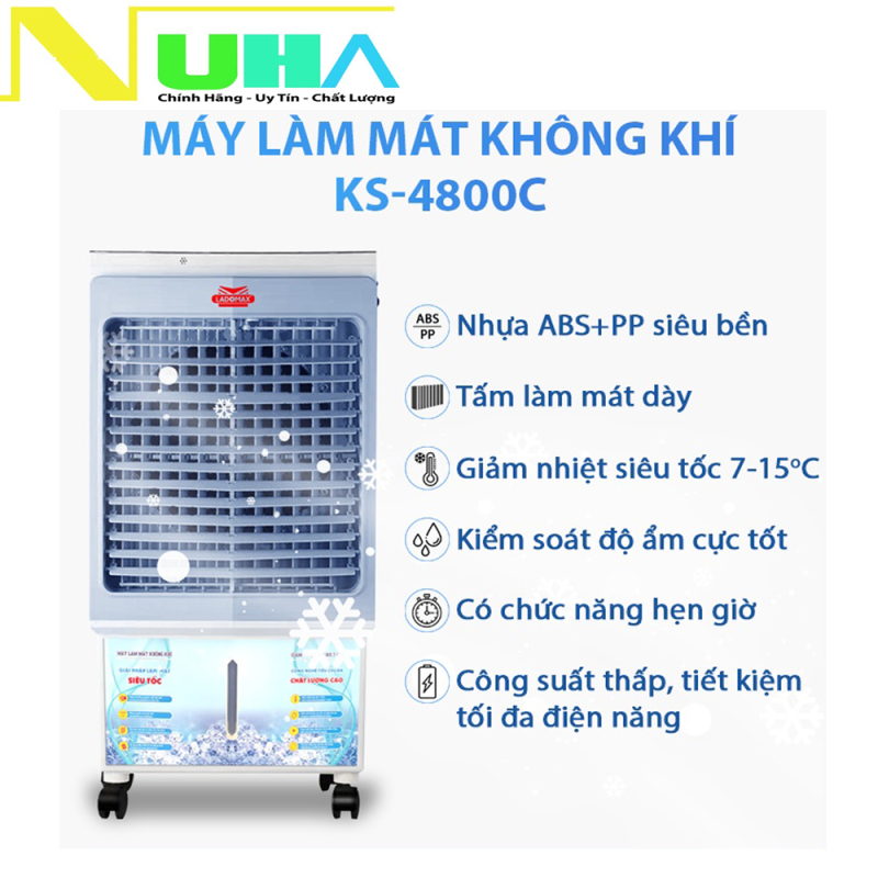 Máy làm mát không khí Ladomax KS-4800C quạt hơi nước -quạt điều hòa -làm lạnh- 40 Lít-bảo hành 12 tháng