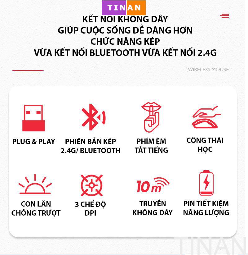 Chuột Không Dây FOREV FV198 - USB 2.4G & BlueTooth 5.0