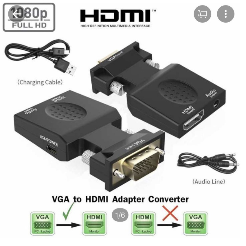 Bộ đầu chuyển đổi tín hiệu cáp VGA sang HDMI có âm thanh