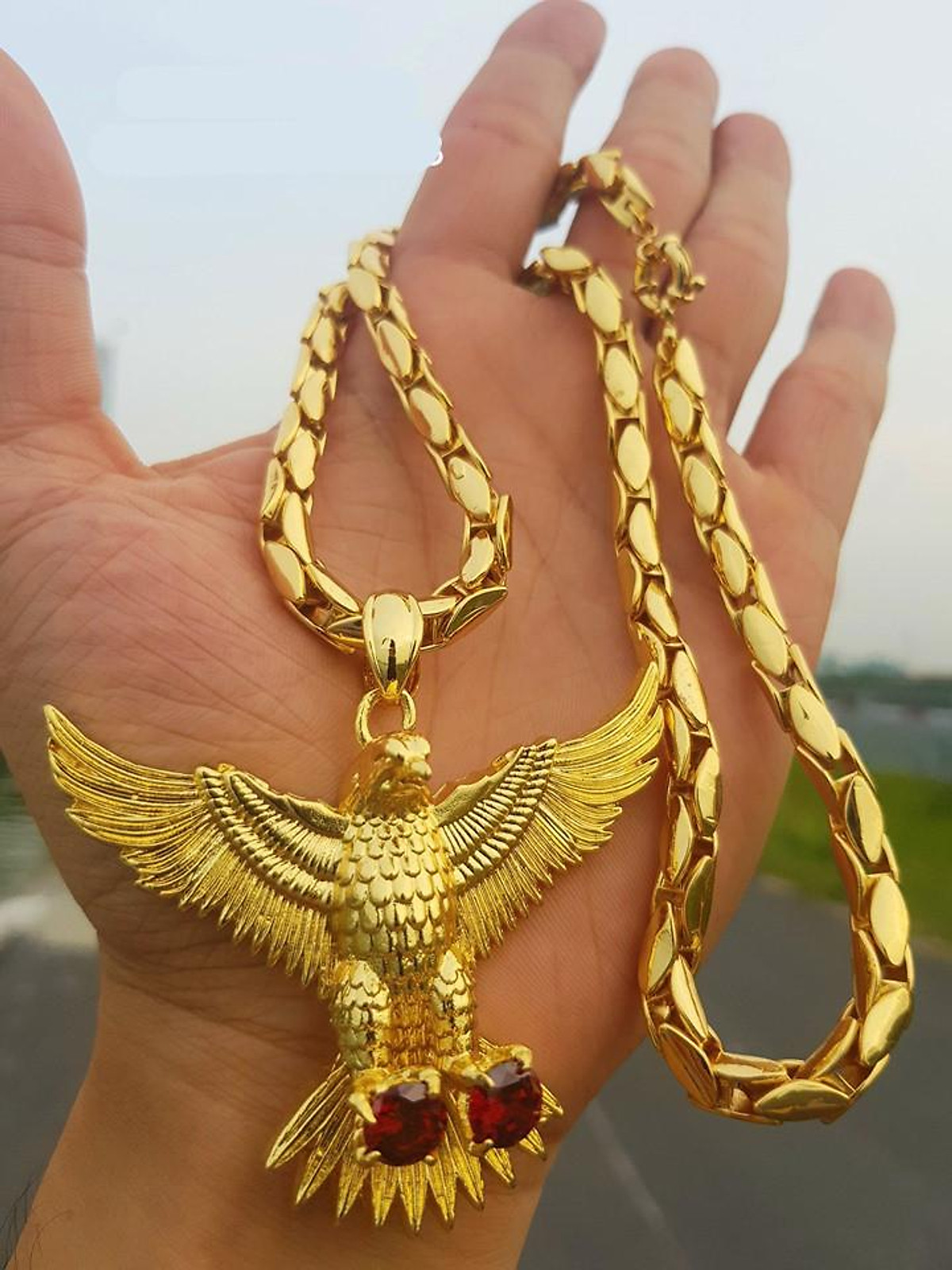 Dây Chuyền Nam Tính Mạ Vàng Mặt Đại Bàng Phú Lê