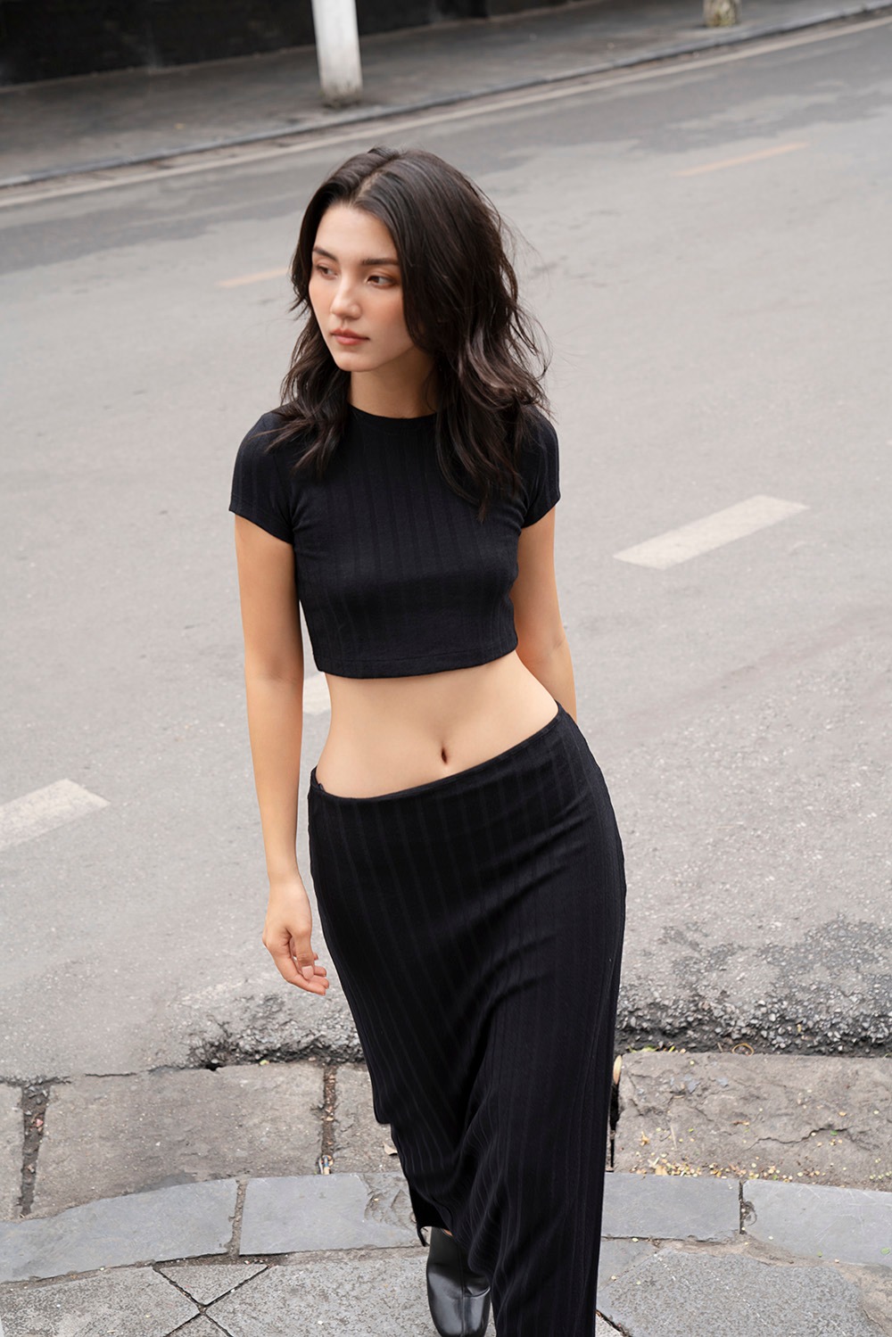 Dottie - áo tay ngắn vải thun gân t0614