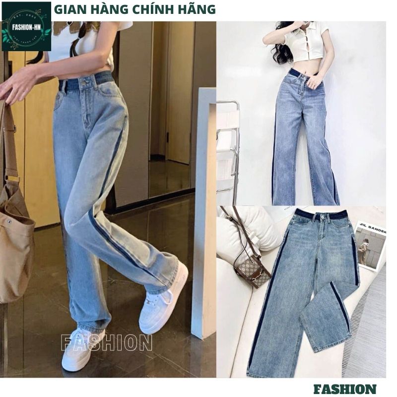 Quần jean nữ lưng cao ống rộng dáng suông, quần bò vải bò dày đẹp không giãn, kiểu dáng hiện đại, trẻ trung, tôn dáng hàn quốc - FASHION