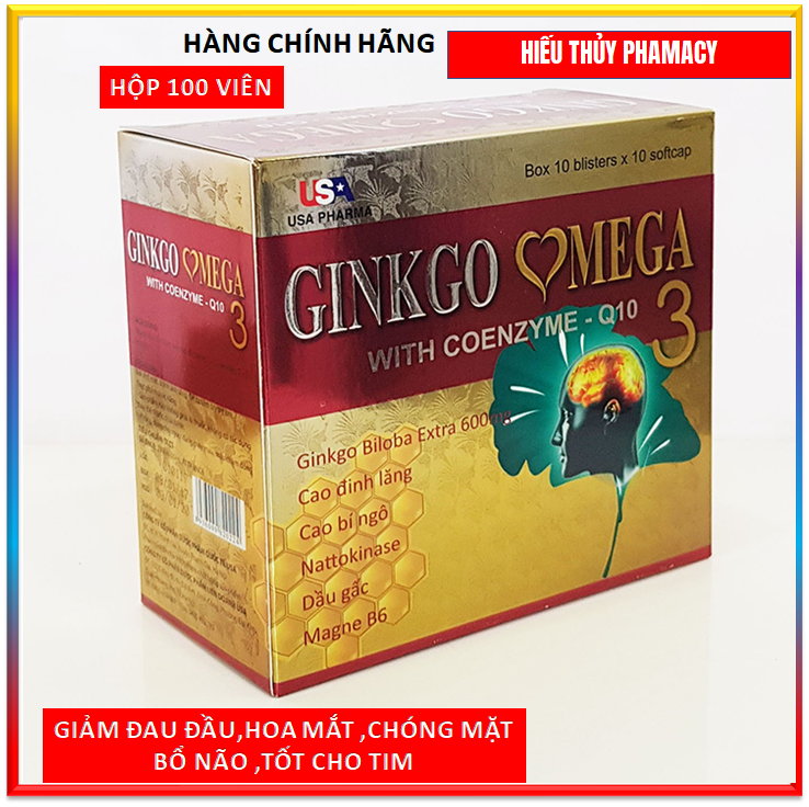 Hoạt huyết dưỡng não ginkgo omega 3 Coenzym Q10 mỗi hộp 100 viên