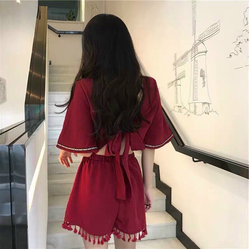 [HCM]Jumpsuit Đính Nơ Kate Nữ Thời Trang